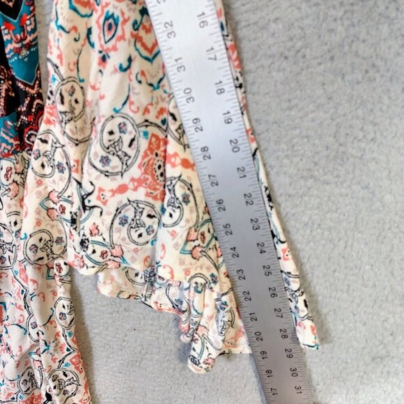 Torrid Kimono Women 3 Black Mixed Floral Medallion Chiffon Gauze Hi-Low Boho NWT - Picture 12 of 15